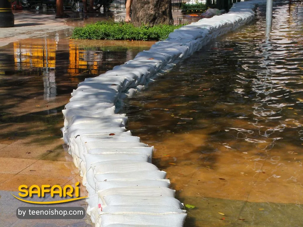 ถุงกระสอบพลาสติกใช้ในการป้องกันน้ำท่วม