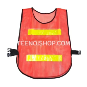 เสื้อจราจร ผ้าตาข่ายไนล่อน 2 แถบ สีส้ม แถบเหลือง