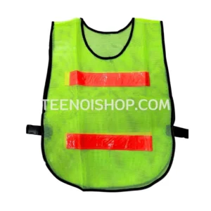 เสื้อจราจร ผ้าตาข่ายไนล่อน 2 แถบ สีเขียว แถบส้ม