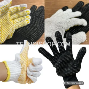ถุงมือผ้าปุ่มกันลื่น DOT PVC