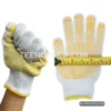 ถุงมือผ้าปุ่มกันลื่น DOT PVC สีขาวดอทเหลือง